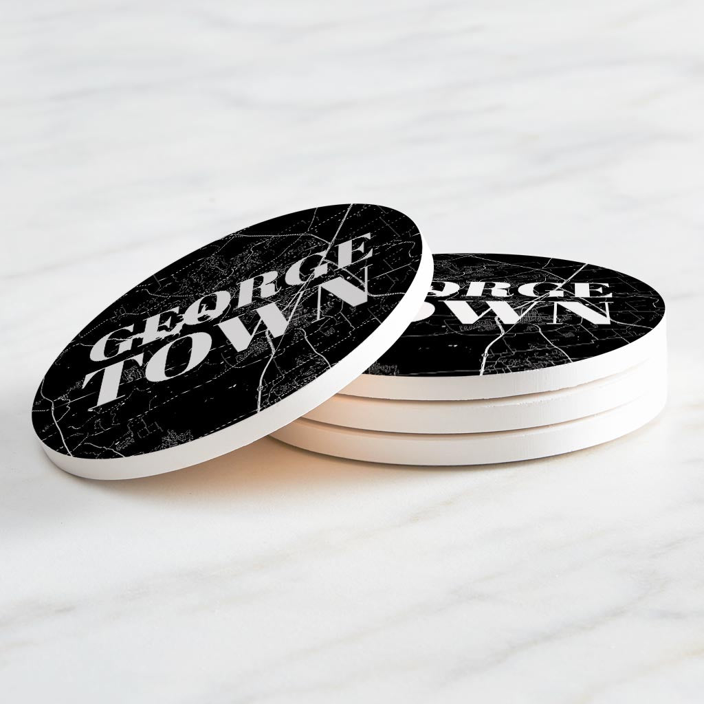 Minimalistic B&W Texas Georgetown Map | Absorbent Coasters | Set of 4 | Min 2