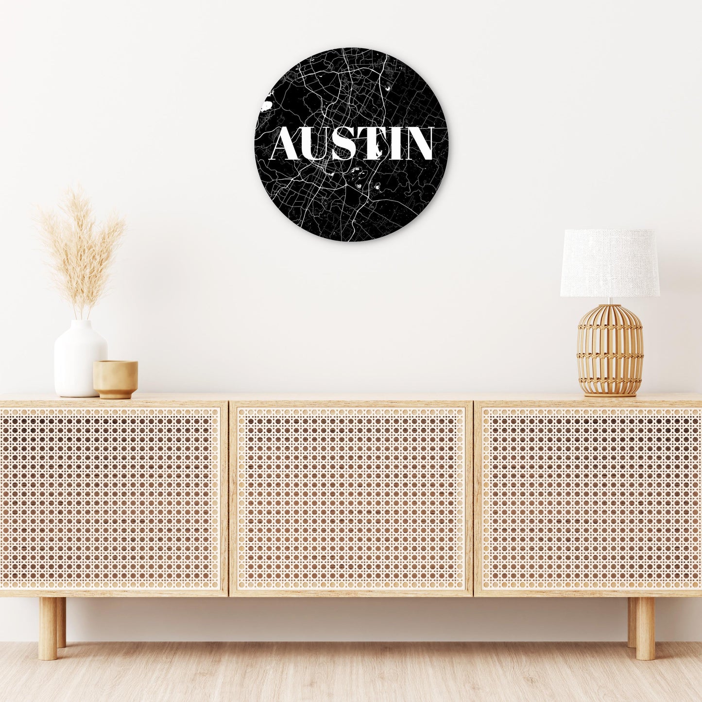 Minimalistic B&W Texas Austin Map | Wood Sign | Eaches | Min 1