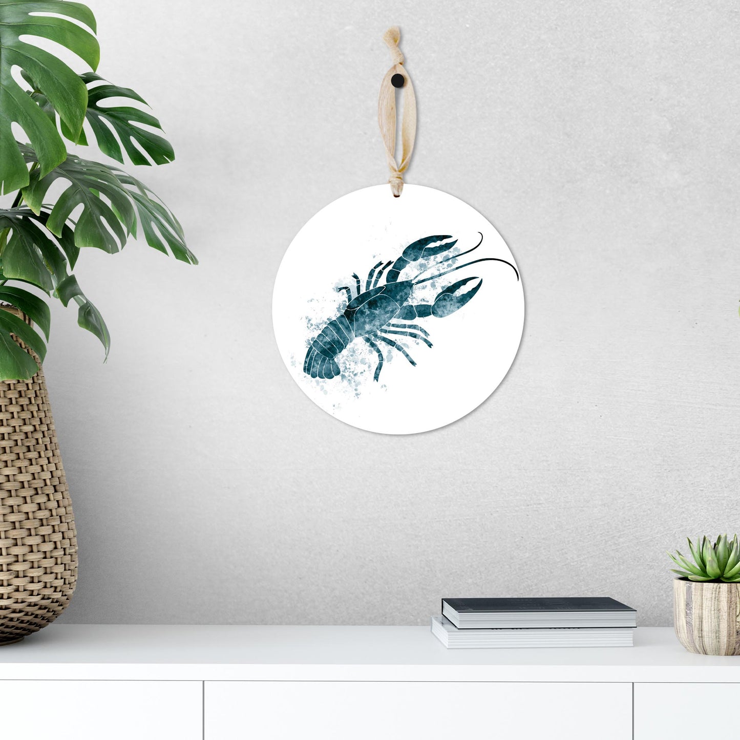 Blue White Water Color Crawfish | Wood Ornament | Eaches | Min 1