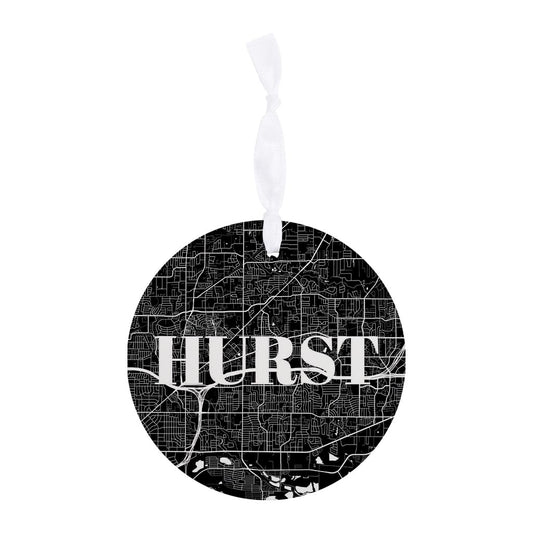 Minimalistic B&W Texas Hurst Map | Wood Ornament | Eaches | Min 6