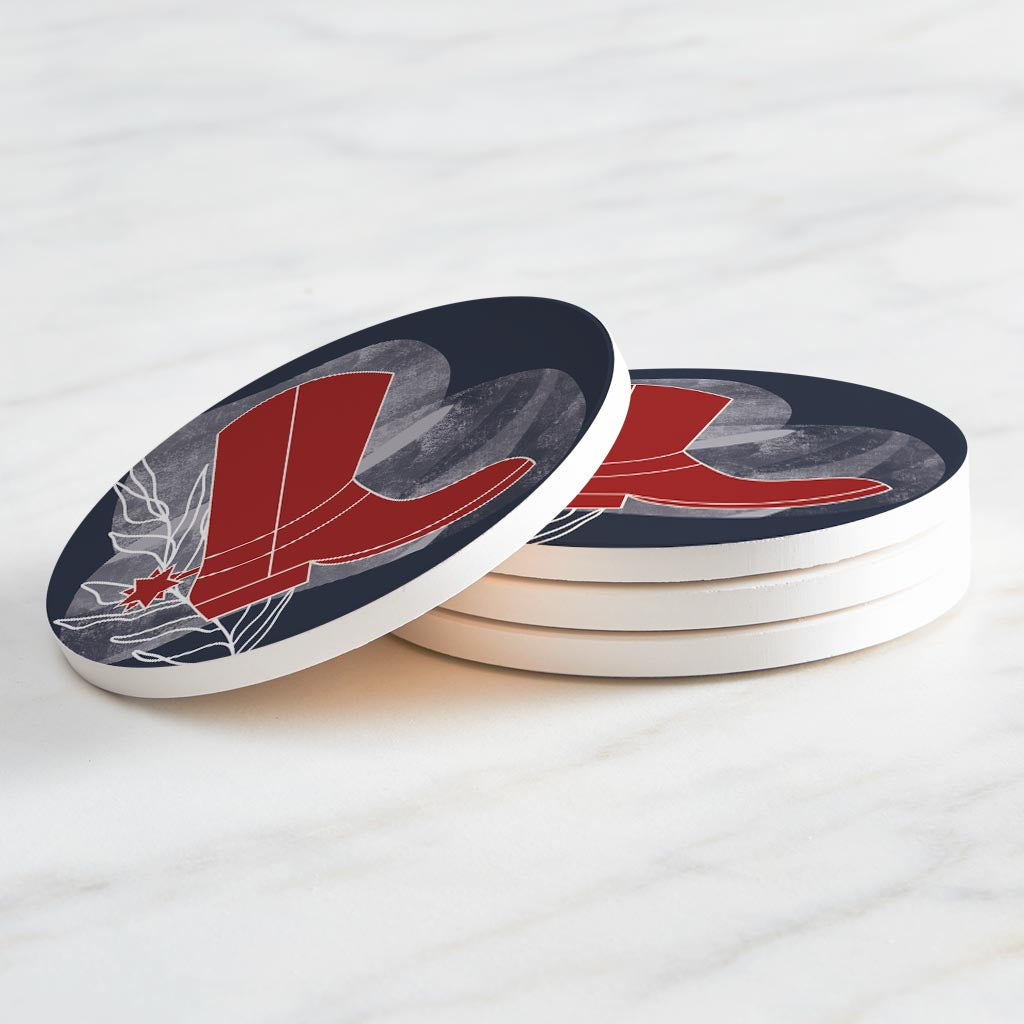 Modern Minimalist Texas Colors Boot | Absorbent Coasters | Set of 4 | Min 2