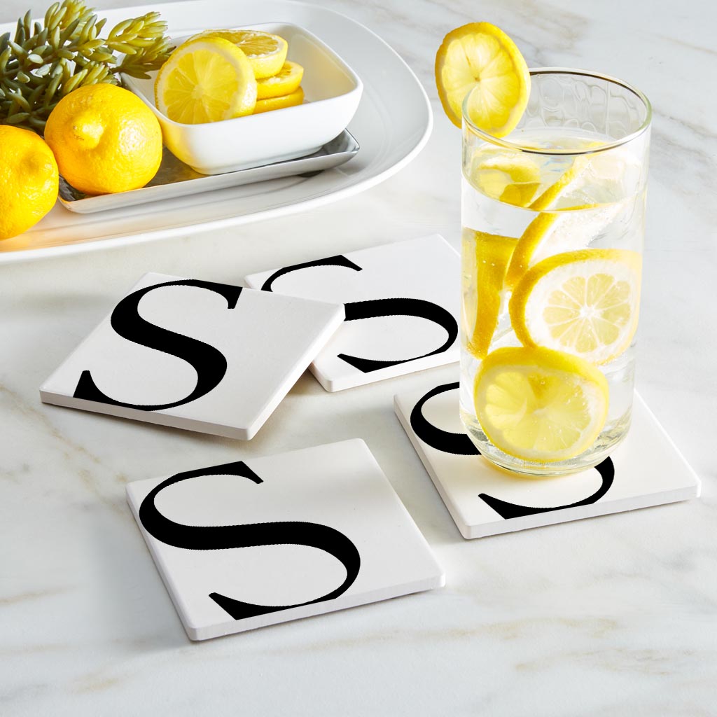 Minimal Monogram S | Absorbent Coasters | Set of 4 | Min 2