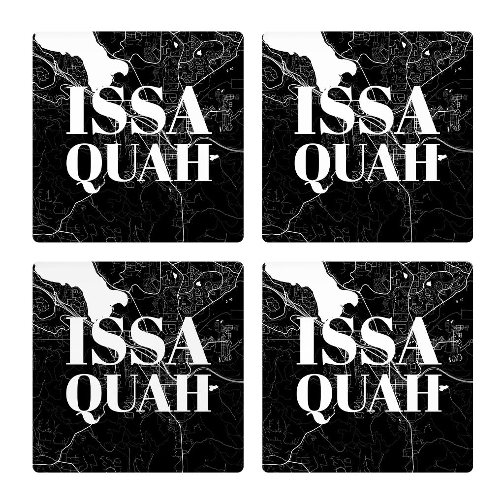 Minimalistic B&W Washington Issaquah Map| Absorbent Coasters | Set of 4 | Min 2