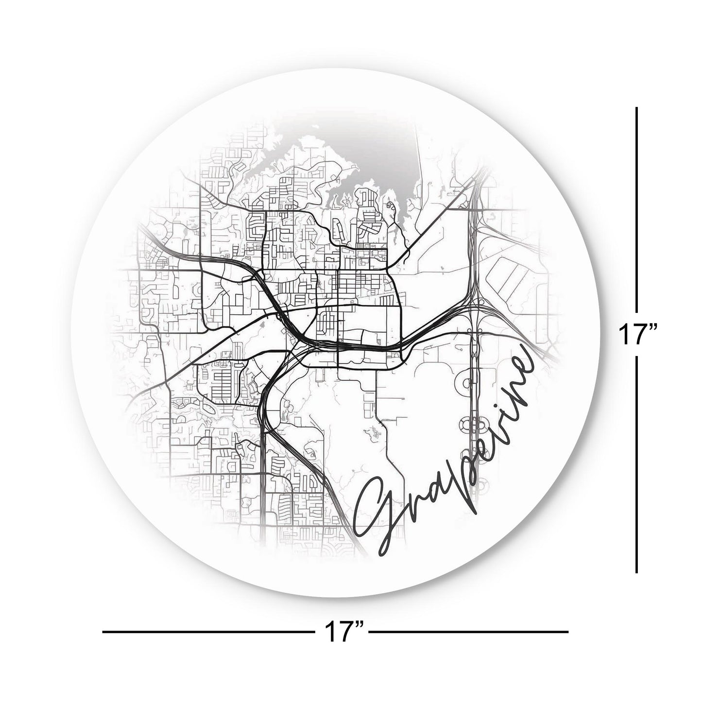 Minimalistic B&W Texas Grapevine Circle Map | Wood Sign | Eaches | Min 1
