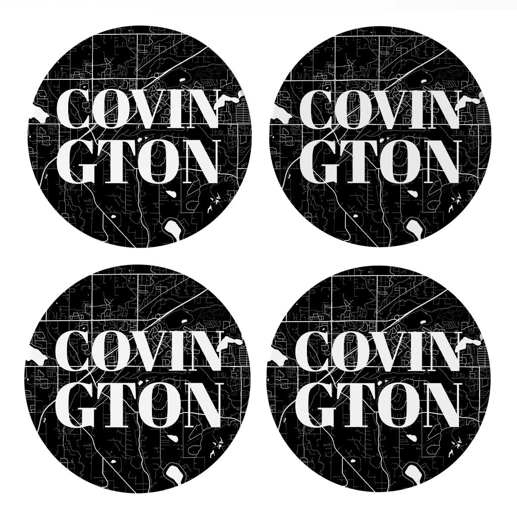 Minimalistic B&W Washington Covington Map| Absorbent Coasters | Set of 4 | Min 2