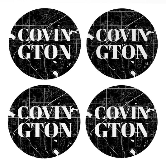 Minimalistic B&W Washington Covington Map| Absorbent Coasters | Set of 4 | Min 2