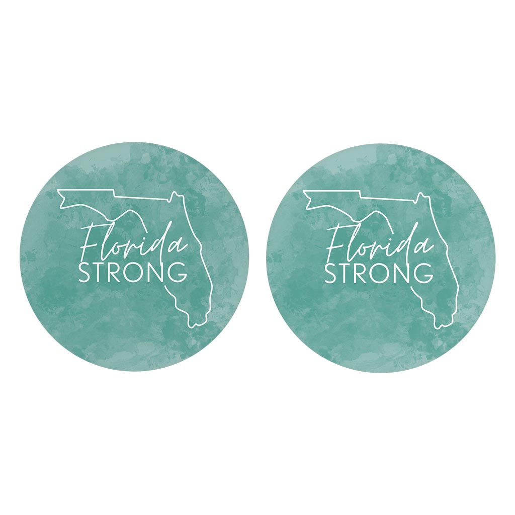 Florida Strong Blue | Absorbent Car Coasters | Set of 2 | Min 4