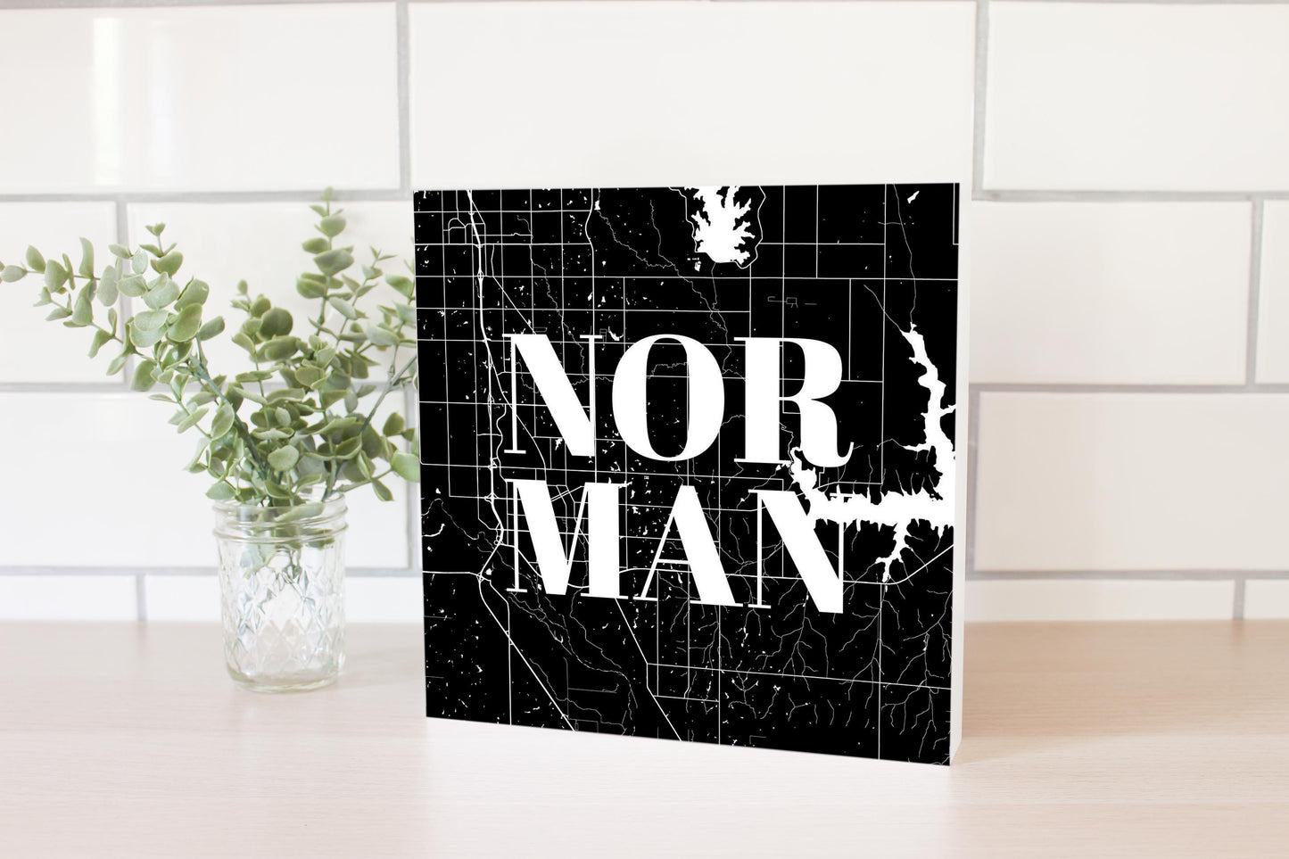 Modern Oklahoma Norman Map | Wood Block | Eaches | Min 2