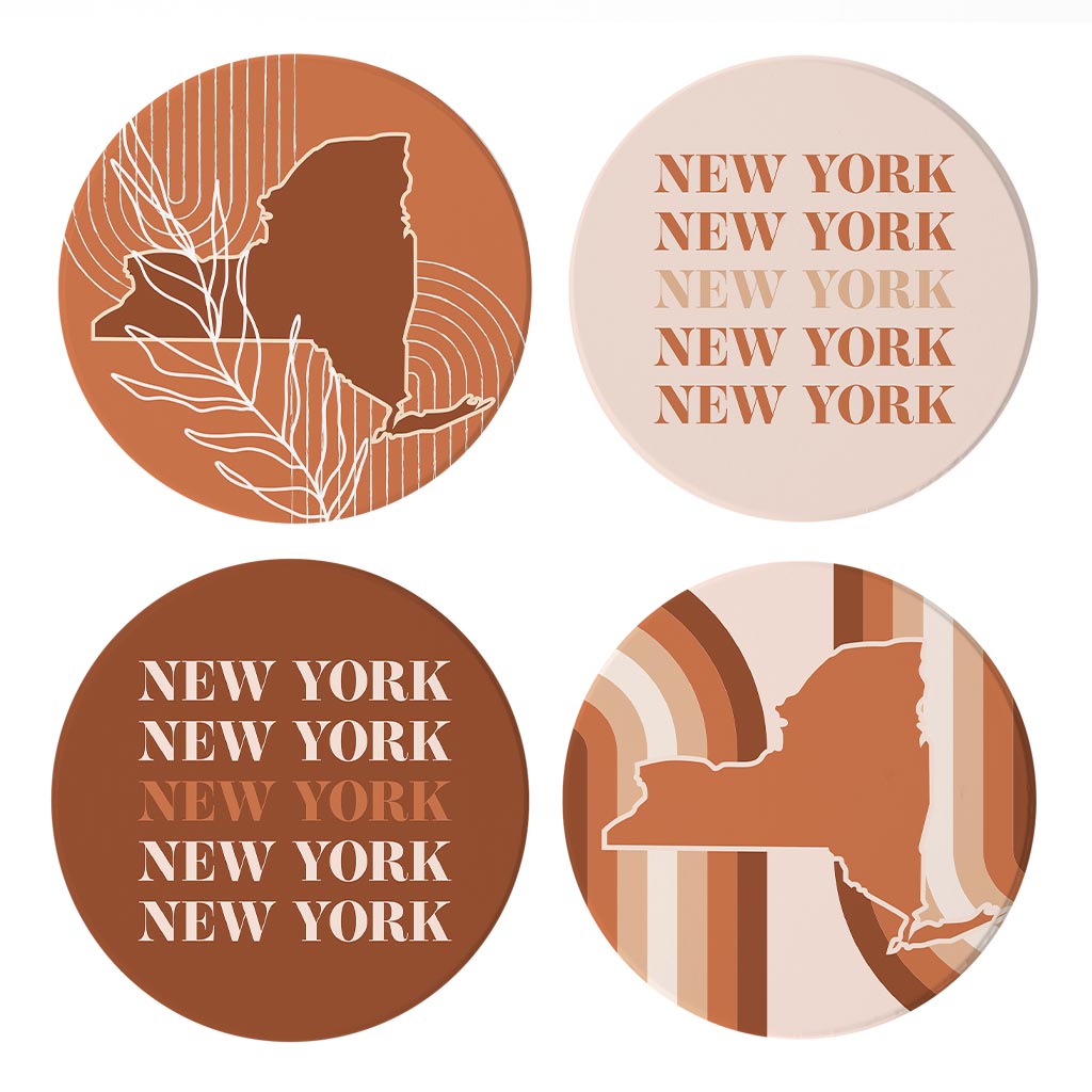 Modern Minimalist New York State Nyrepeated | Absorbent Coasters | Set of 4 | Min 2