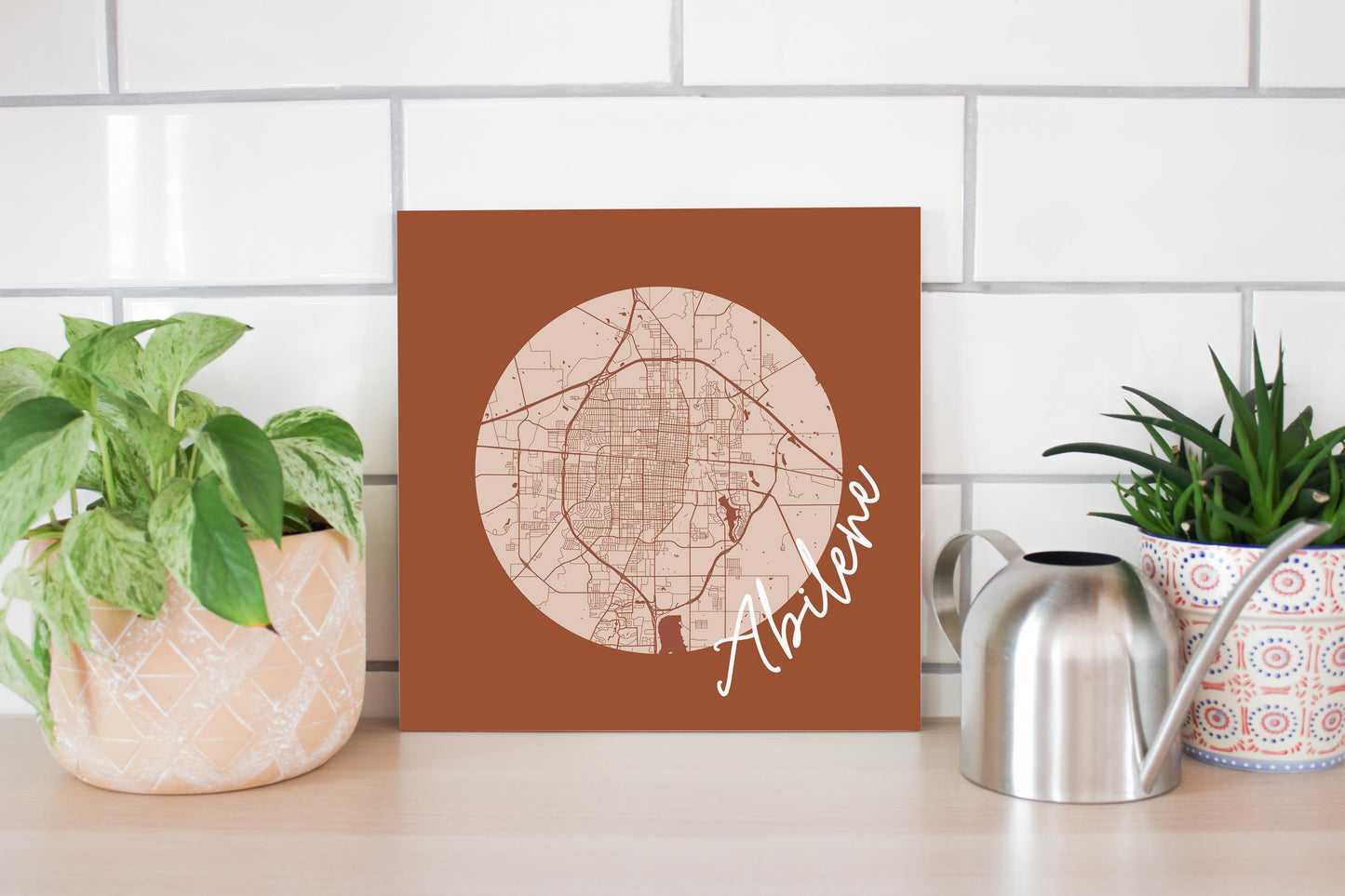 Modern Minimalist Texas Abilene Circle Map | Wood Sign | Eaches | Min 2