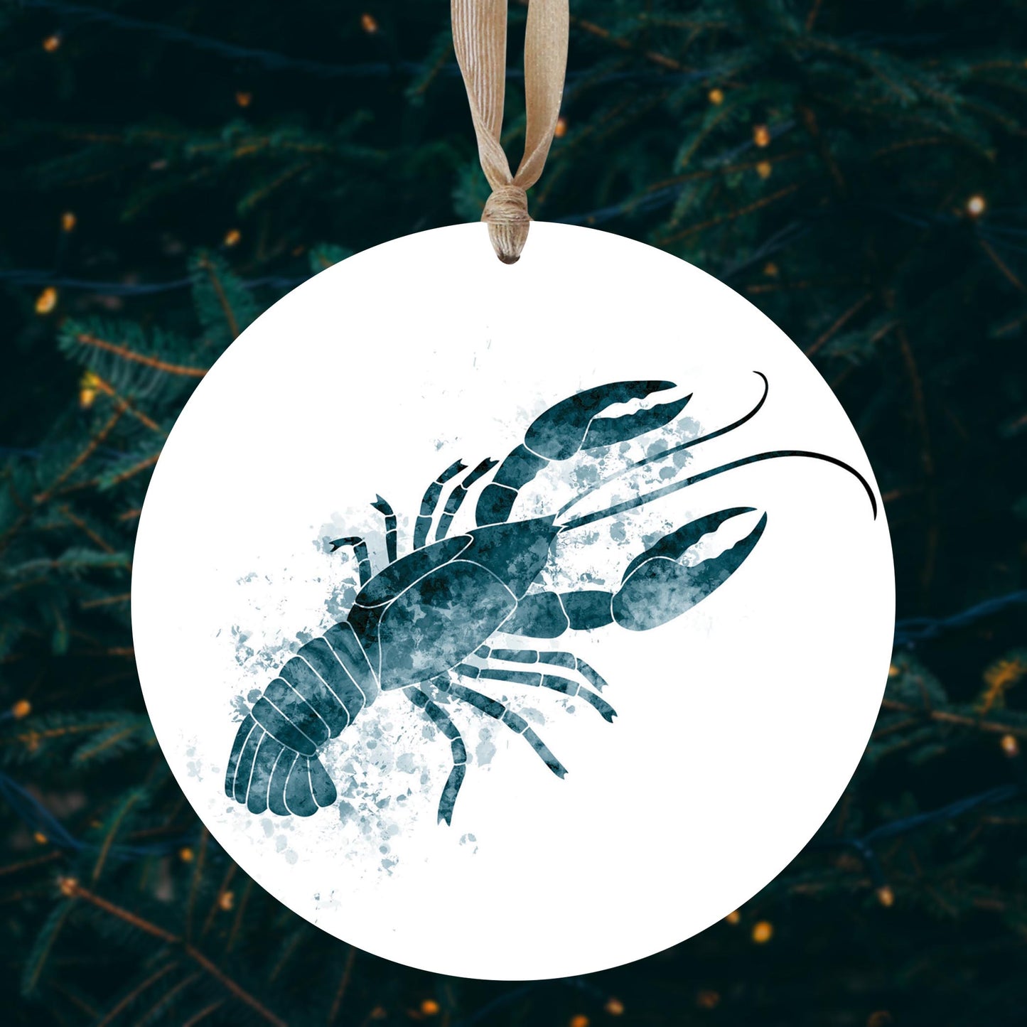 Blue White Water Color Crawfish | Wood Ornament | Eaches | Min 1