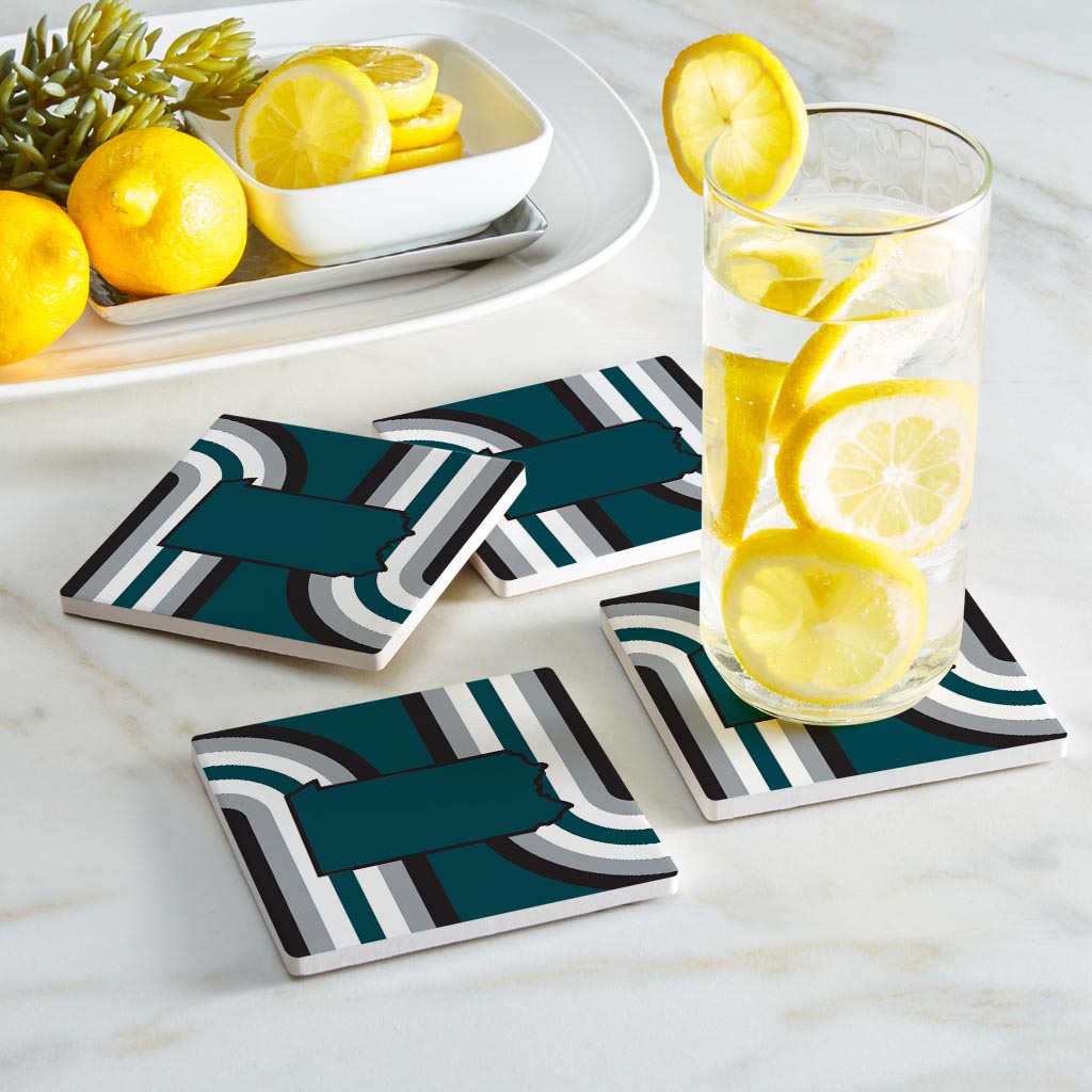 Modern Minimalist Pennsylvania Retro Shape | Absorbent Coasters | Set of 4 | Min 2