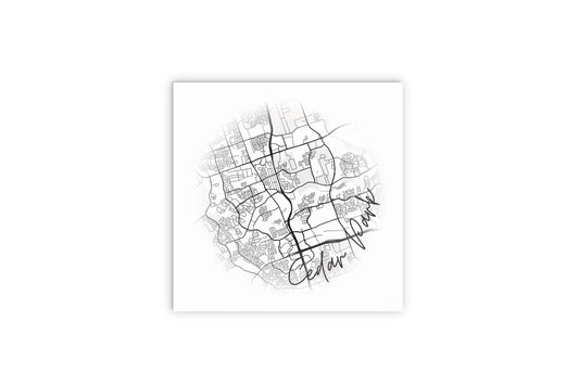 Minimalistic B&W Texas Cedar Park Circle Map | Wood Sign | Eaches | Min 2