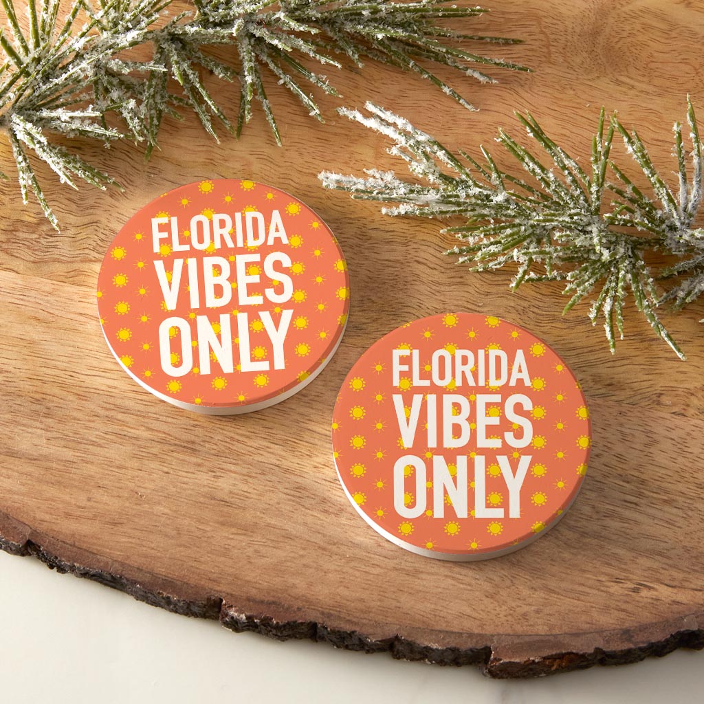 Florida Vibes Only | Absorbent Car Coasters | Set of 2 | Min 4