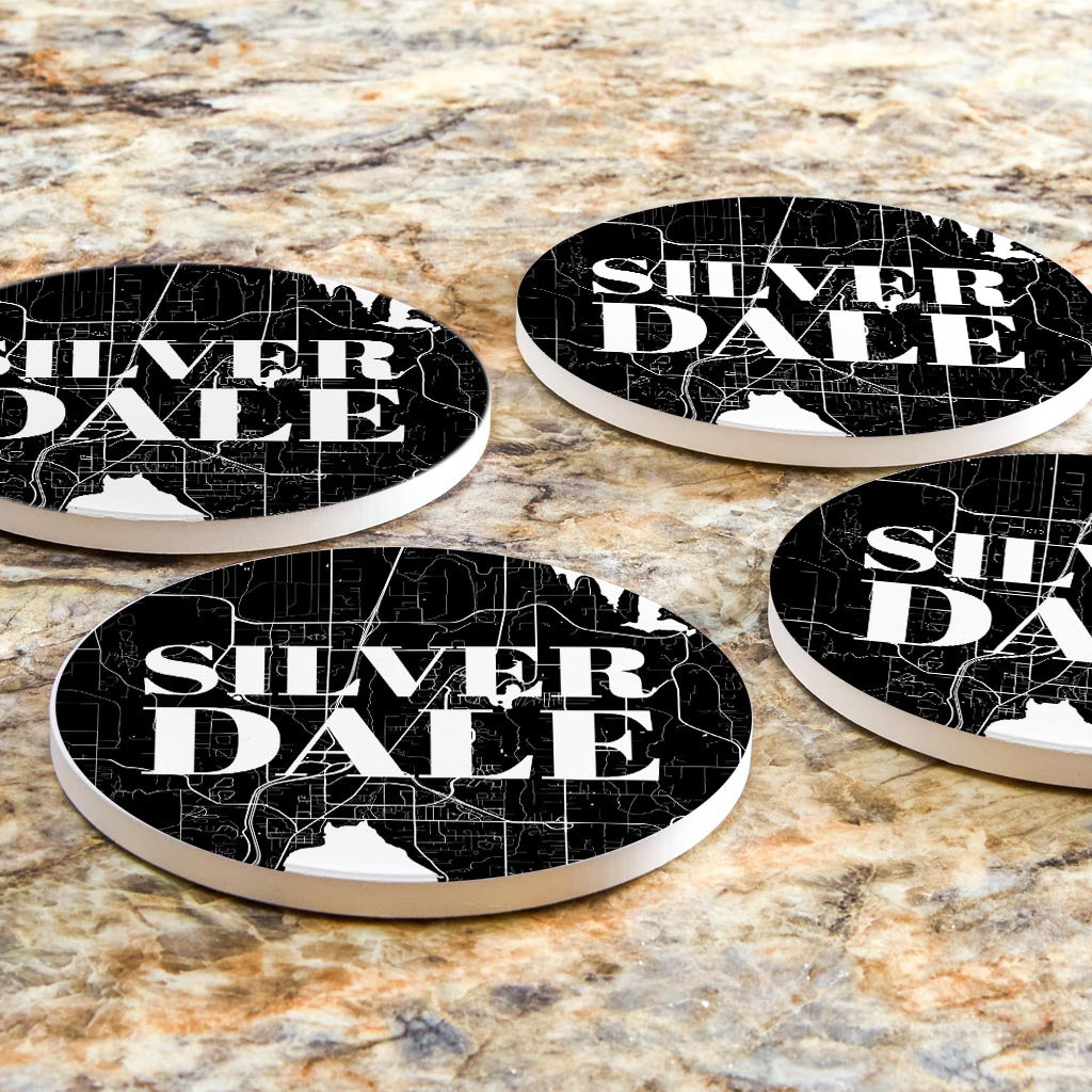 Minimalistic B&W Washington Silverdale Map| Absorbent Coasters | Set of 4 | Min 2