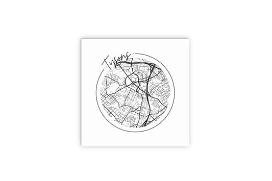 Minimalistic B&W Virginia Tysons Circle Map | Wood Sign | Eaches | Min 2