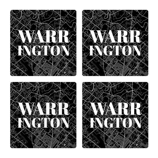 Minimalistic B&W Pennsylvania Warrington Map | Absorbent Coasters | Set of 4 | Min 2