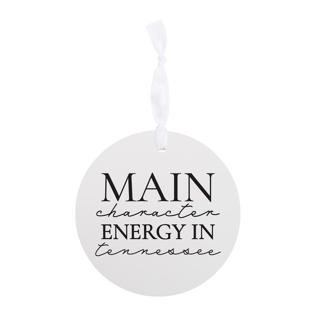 Minimalist B&W Tennessee Main Character Energy | Wood Ornament | Eaches | Min 6