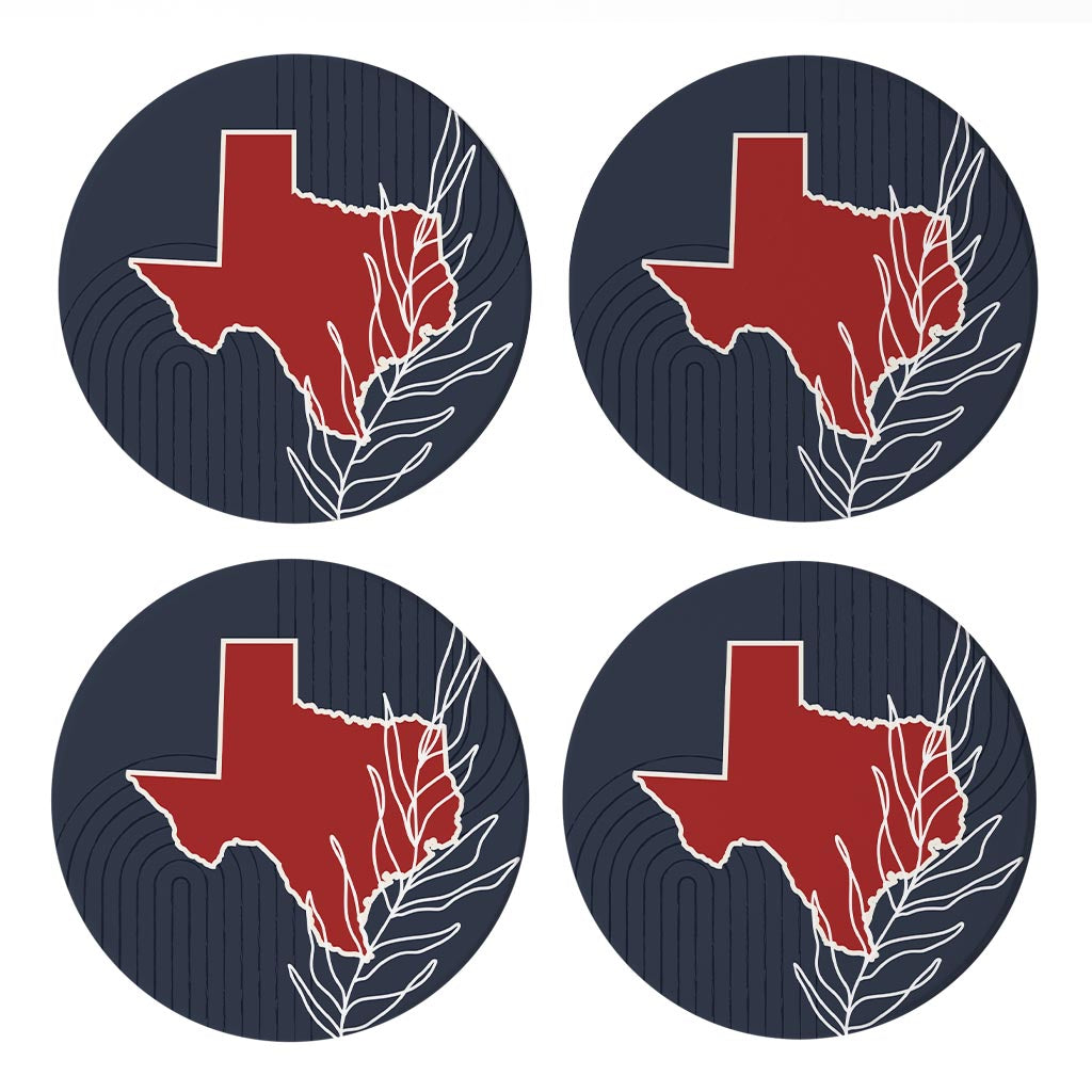 Modern Minimalist Texas Colors Shape Leaf | Absorbent Coasters | Set of 4 | Min 2