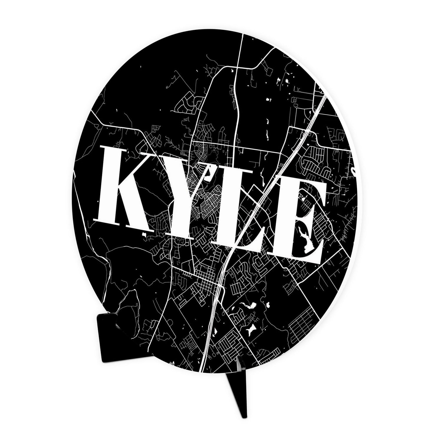 Minimalistic B&W Texas Kyle Map | Wood Sign | Eaches | Min 1