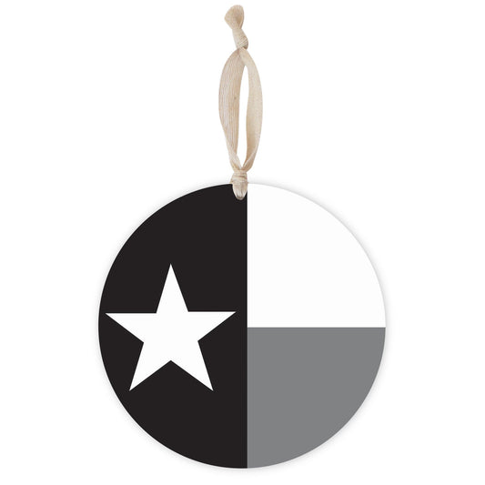 Minimalistic B&W Texas State Flag | Wood Ornament | Eaches | Min 1