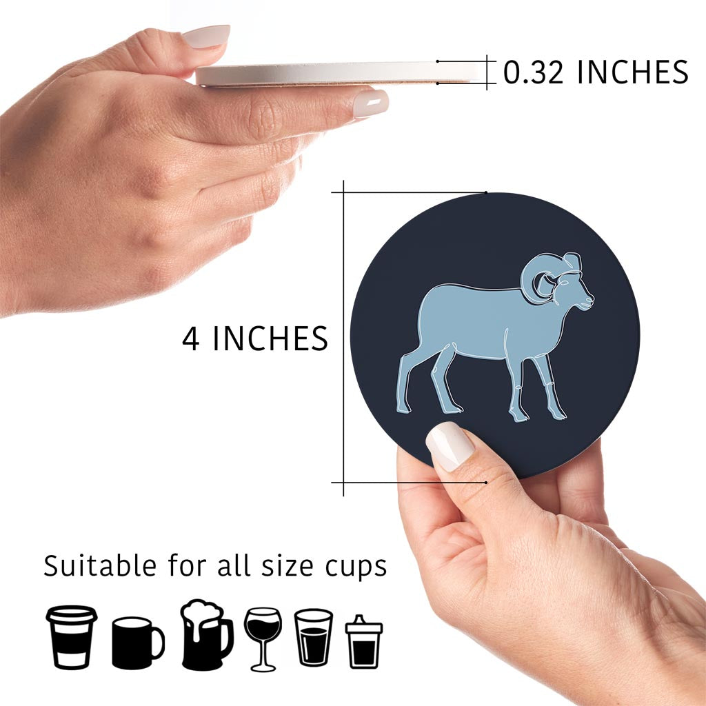 Blue Shades North Carolina Ram Line Drawing | Absorbent Coasters | Set of 4 | Min 2