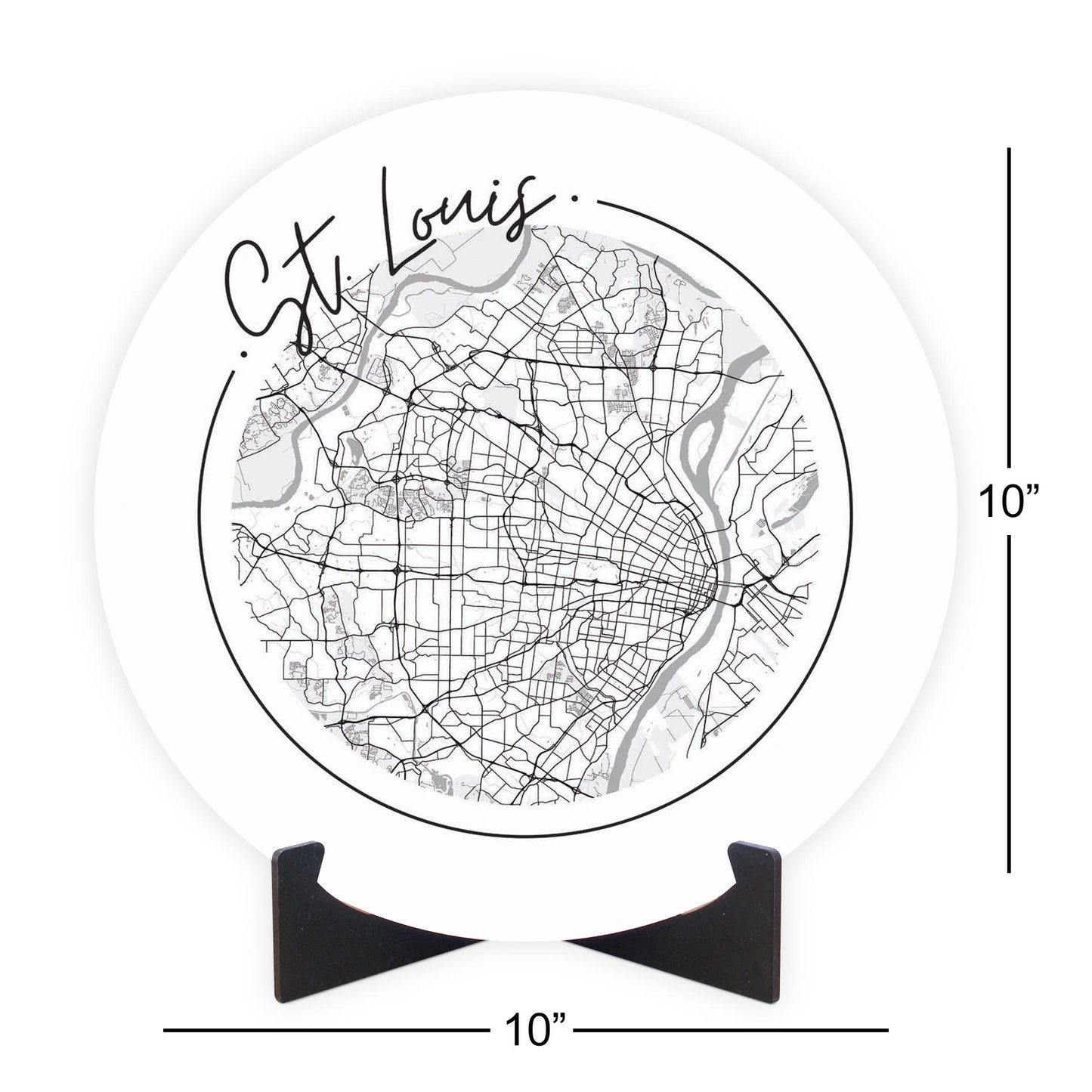 Minimalist B&W Missouri St Louis Circle Map | Wood Sign | Eaches | Min 1