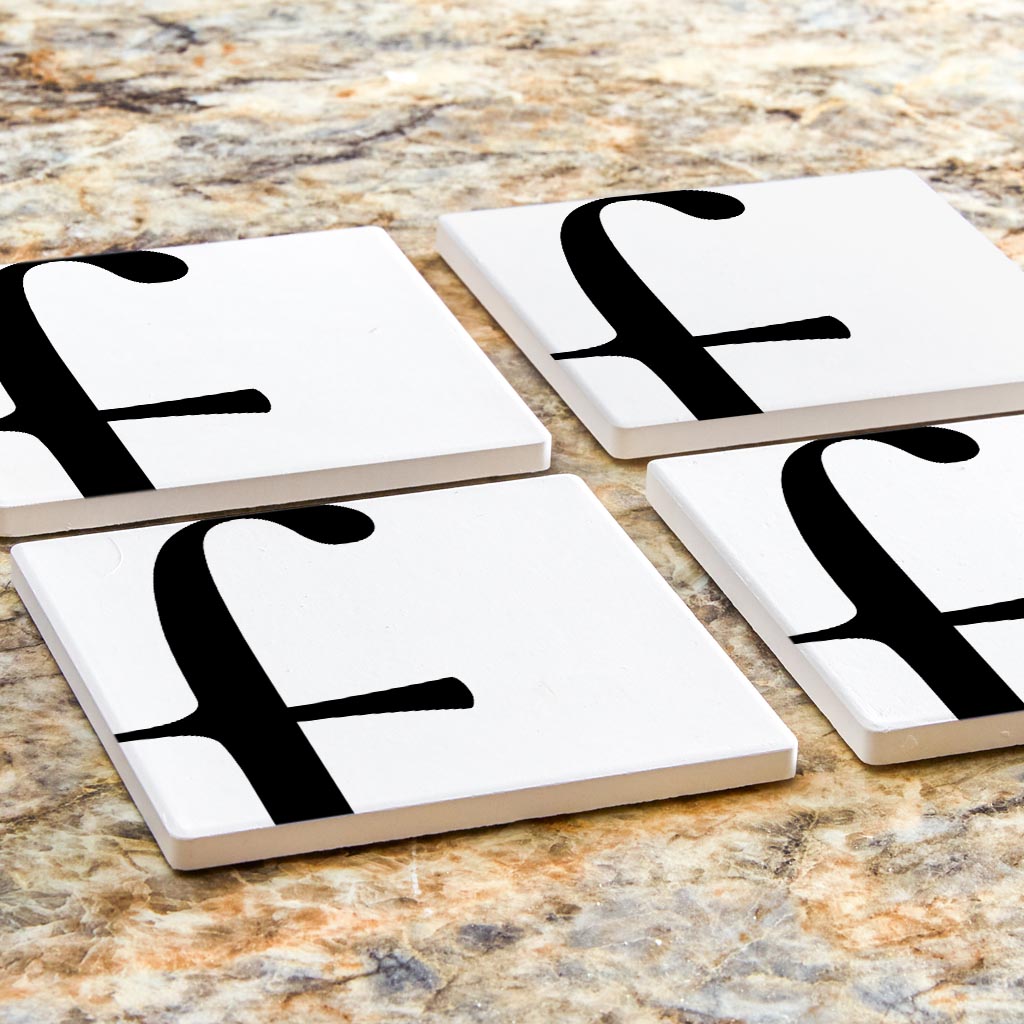 Minimal Monogram F | Absorbent Coasters | Set of 4 | Min 2