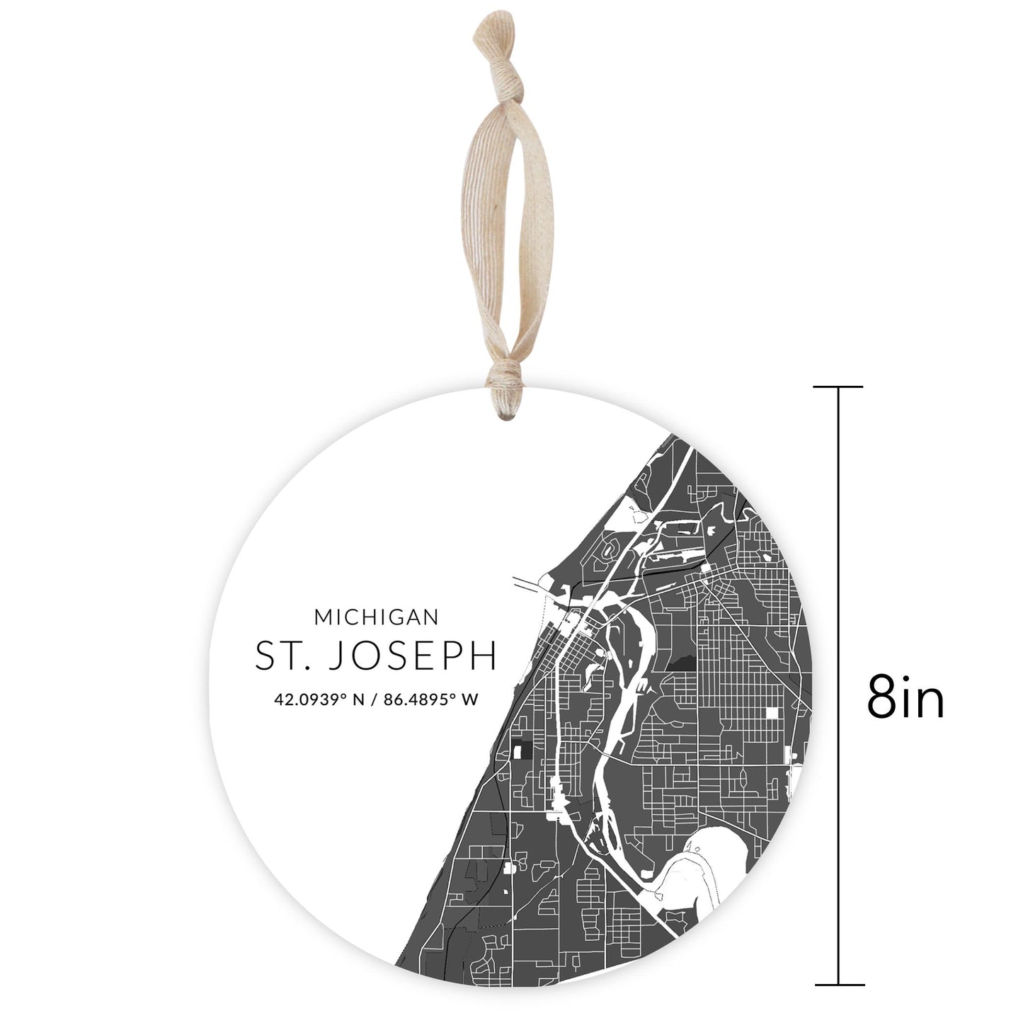 St Joseph Black And White Map | Wood Ornament | Eaches | Min 1