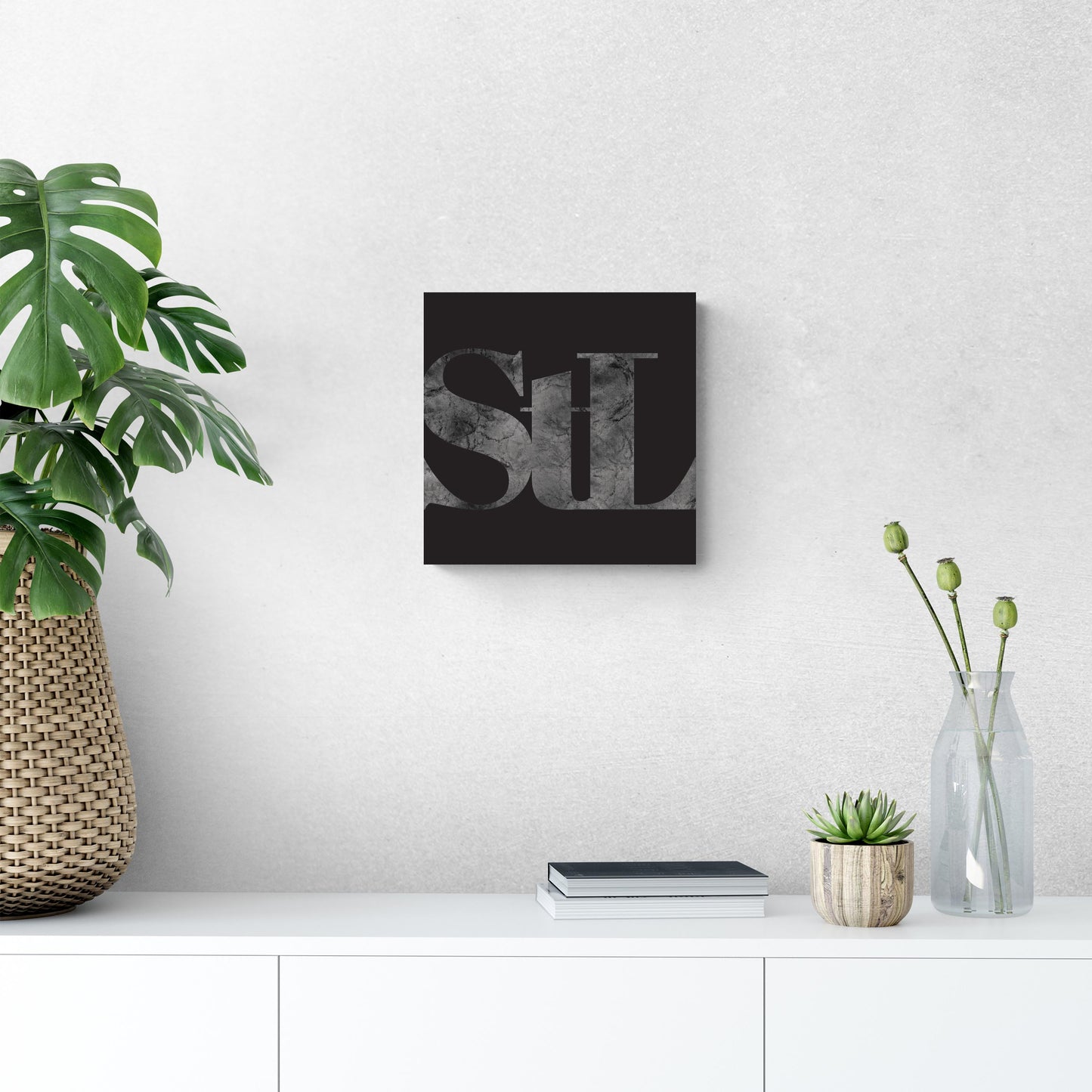 Minimalist B&W Missouri St Louis Black Initials | Wood Sign | Eaches | Min 2