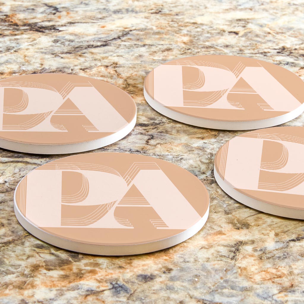 Modern Minimalist Pennsylvania Pa Initials Light | Absorbent Coasters | Set of 4 | Min 2