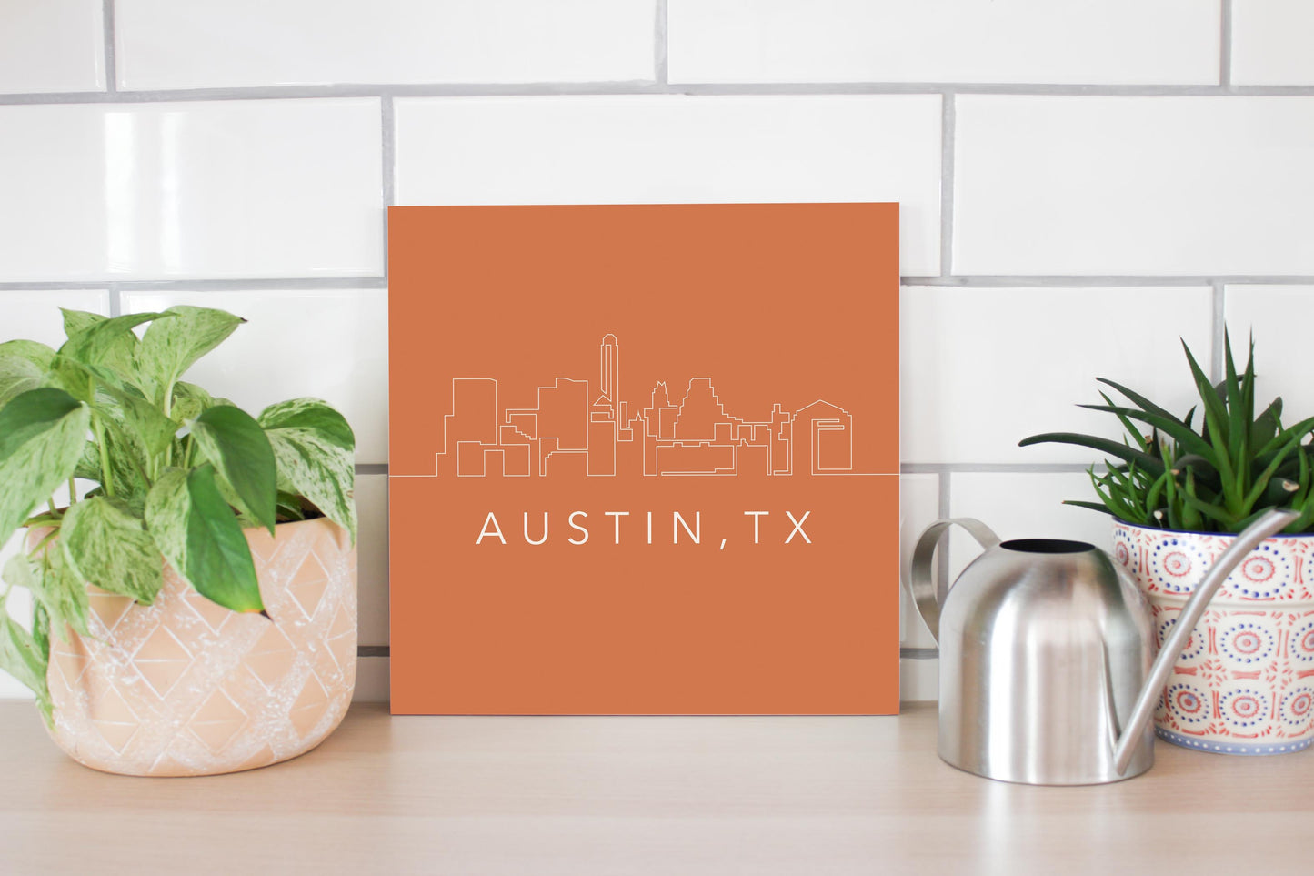 Modern Minimalist Texas Austin Skyline | Wood Sign | Eaches | Min 2