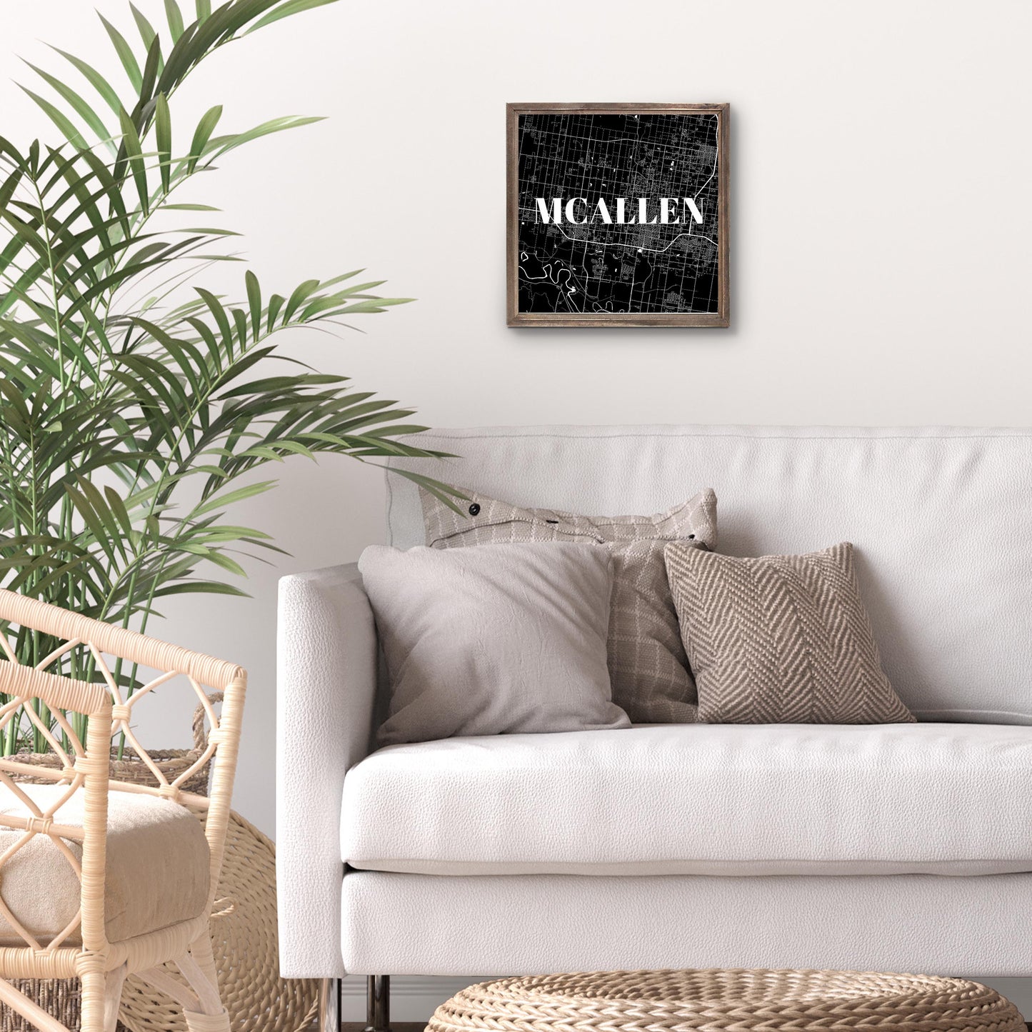 Minimalistic B&W Texas Mcallen Map | Wood Sign | Eaches | Min 1