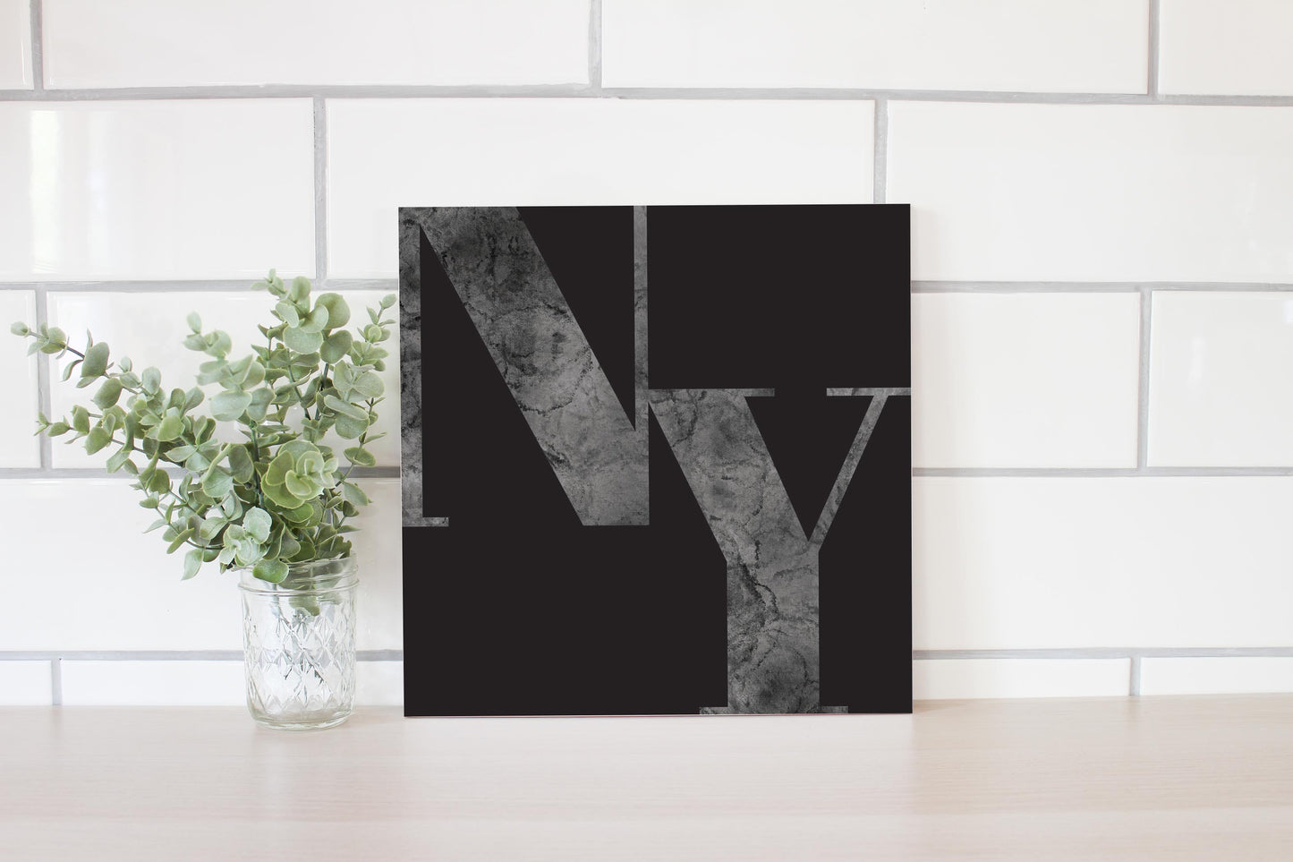 Minimalistic B&W New York Black Initials | Wood Sign | Eaches | Min 2