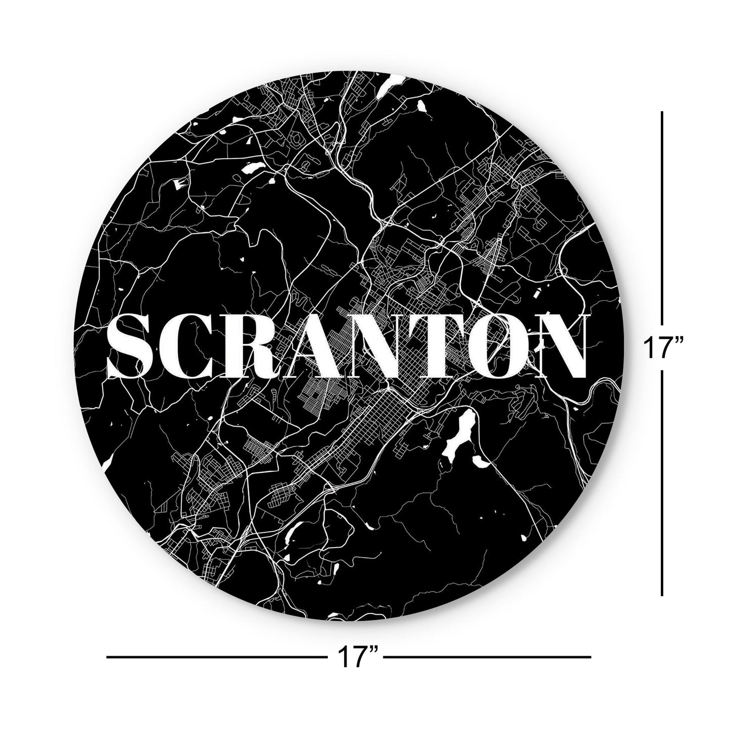 Minimalistic B&W Pennsylvania Scranton Map | Wood Sign | Eaches | Min 1