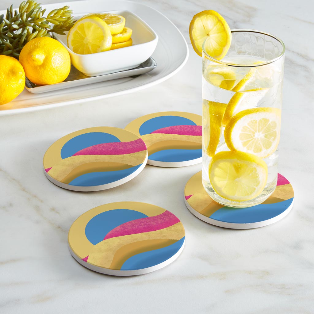 Pansexual Pride Moon Waves| Absorbent Coasters | Set of 4 | Min 2