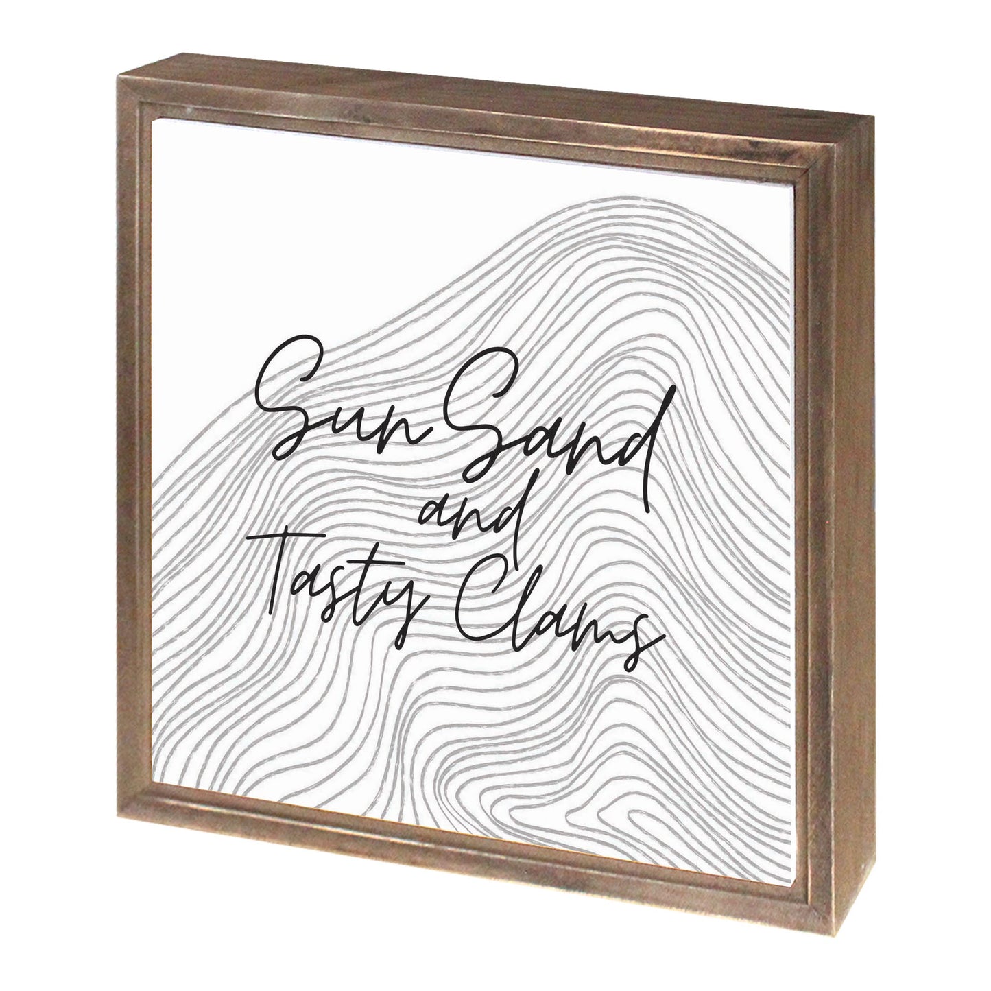 Minimalistic B&W Cape Cod Sun Sand Tasty Clams | Wood Sign | Eaches | Min 1