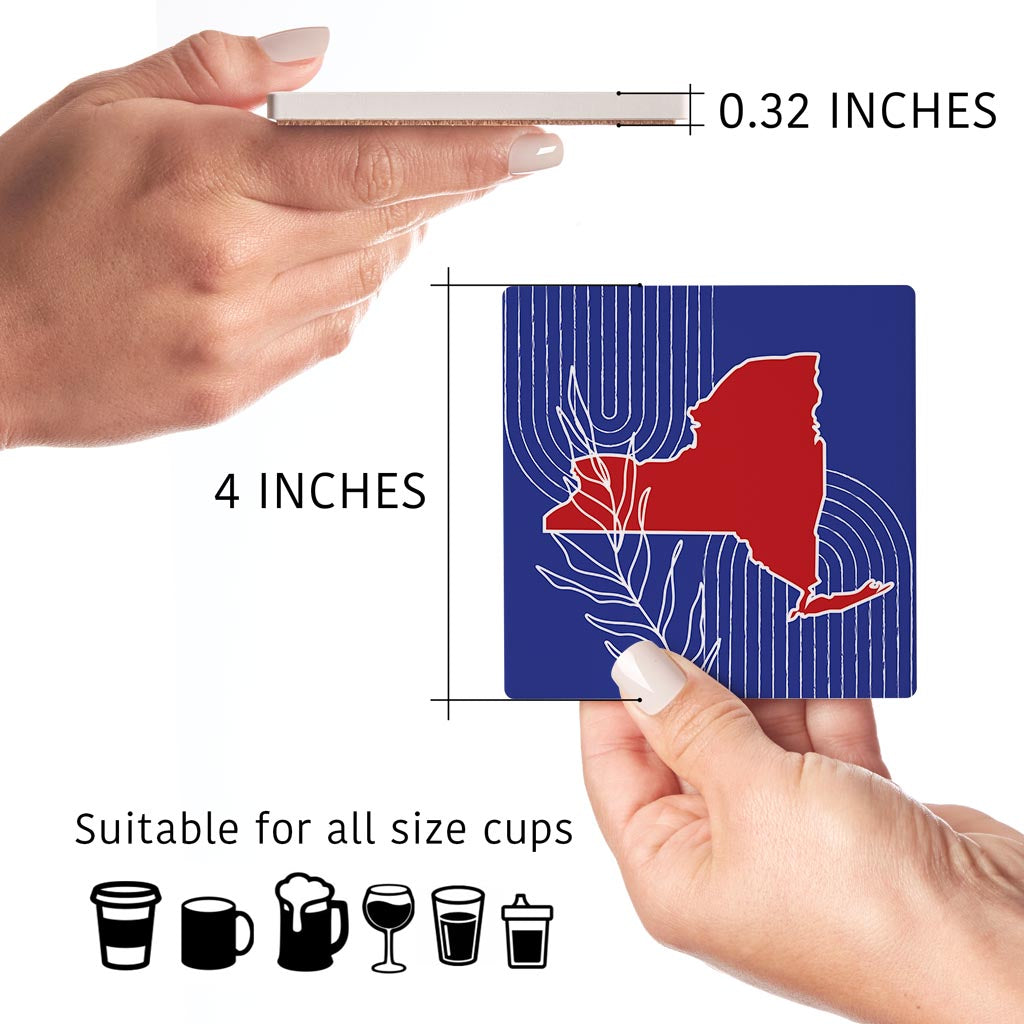 Red White And Blue New York State Buffalo Skyline | Absorbent Coasters | Set of 4 | Min 2