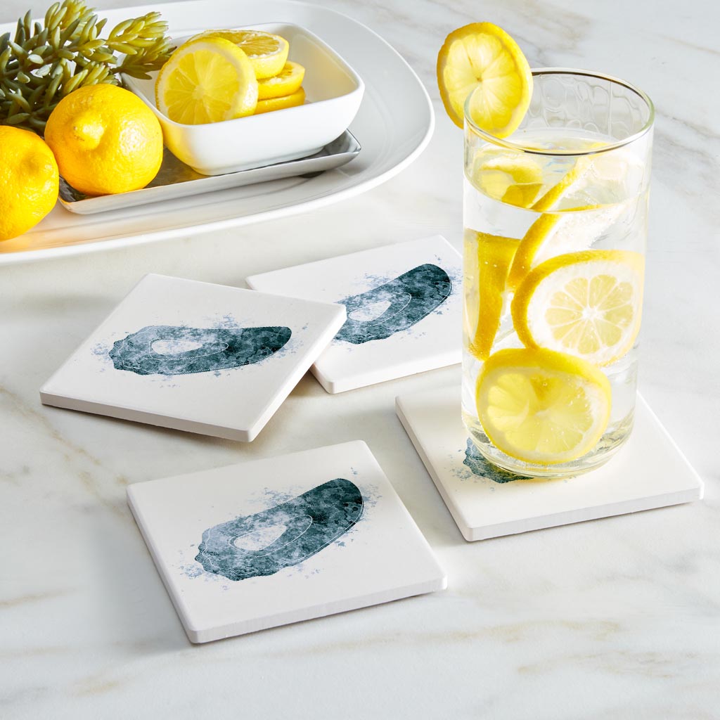 Blue White Water Color Oyster| Absorbent Coasters | Set of 4 | Min 2