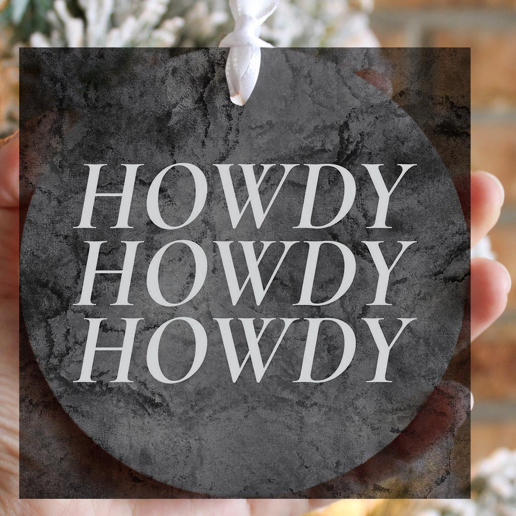 Minimalistic B&W Texas Textured Howdy | Wood Ornament | Eaches | Min 6