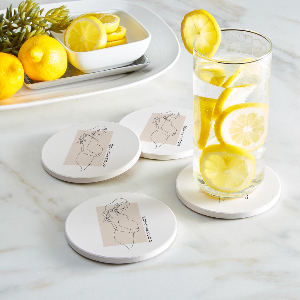 Modern Minimalist Mothers Day Pregnancy | Absorbent Coasters | Set of 4 | Min 2