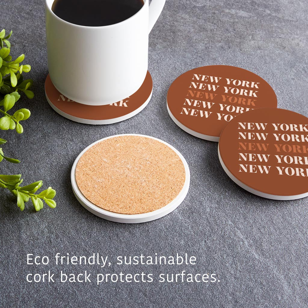 Modern Minimalist New York Repeated Dark | Absorbent Coasters | Set of 4 | Min 2