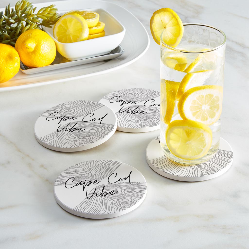 Minimalistic B&W Cape Cod Vibe| Absorbent Coasters | Set of 4 | Min 2