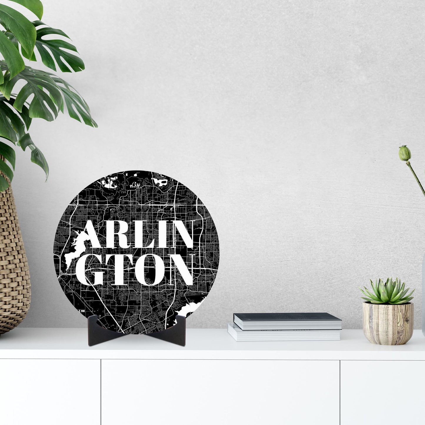 Minimalistic B&W Texas Arlington Map | Wood Sign | Eaches | Min 1