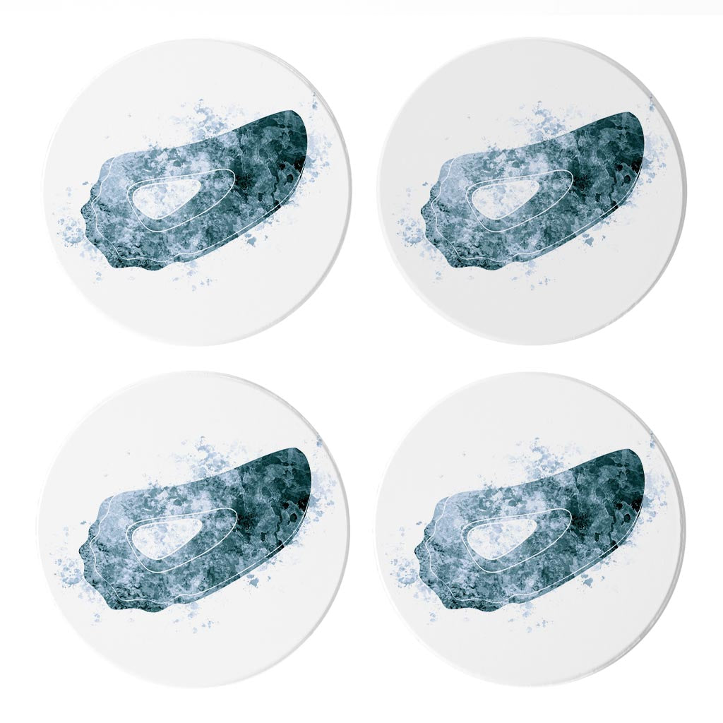 Blue White Water Color Oyster | Absorbent Coasters | Set of 4 | Min 2