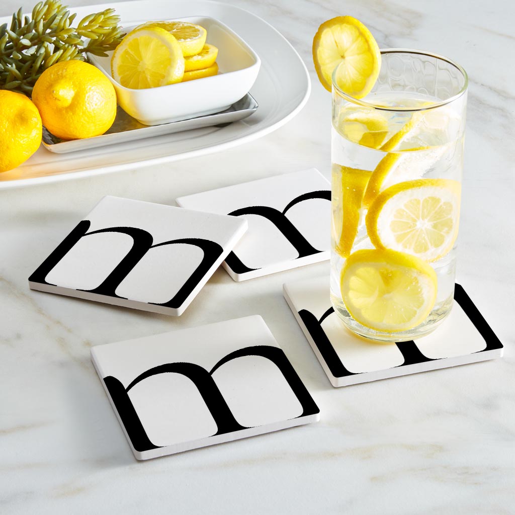 Minimal Monogram M | Absorbent Coasters | Set of 4 | Min 2