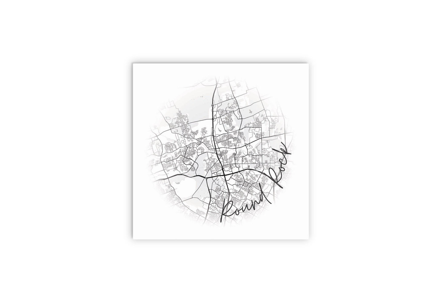 Minimalistic B&W Texas Round Rock Circle Map | Wood Sign | Eaches | Min 2