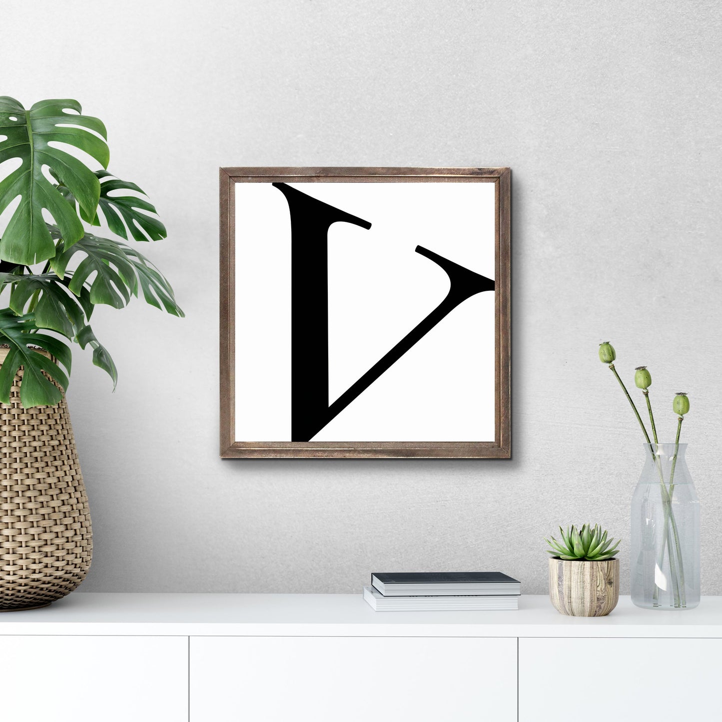 Minimalist Monogram V | Wood Sign | Eaches | Min 1