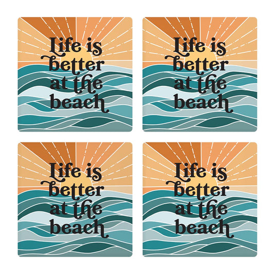 Life Is Better At The Beach | Absorbent Coasters | Set of 4 | Min 2