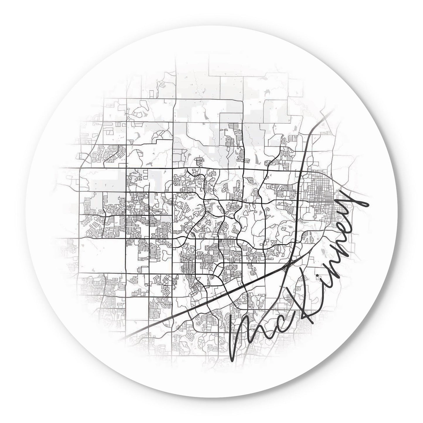 Minimalistic B&W Texas Mckinney Circle Map | Wood Sign | Eaches | Min 1